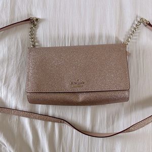 Kate Spade ♠️ rose gold fine sparkly small purse Crossbody. Never used.